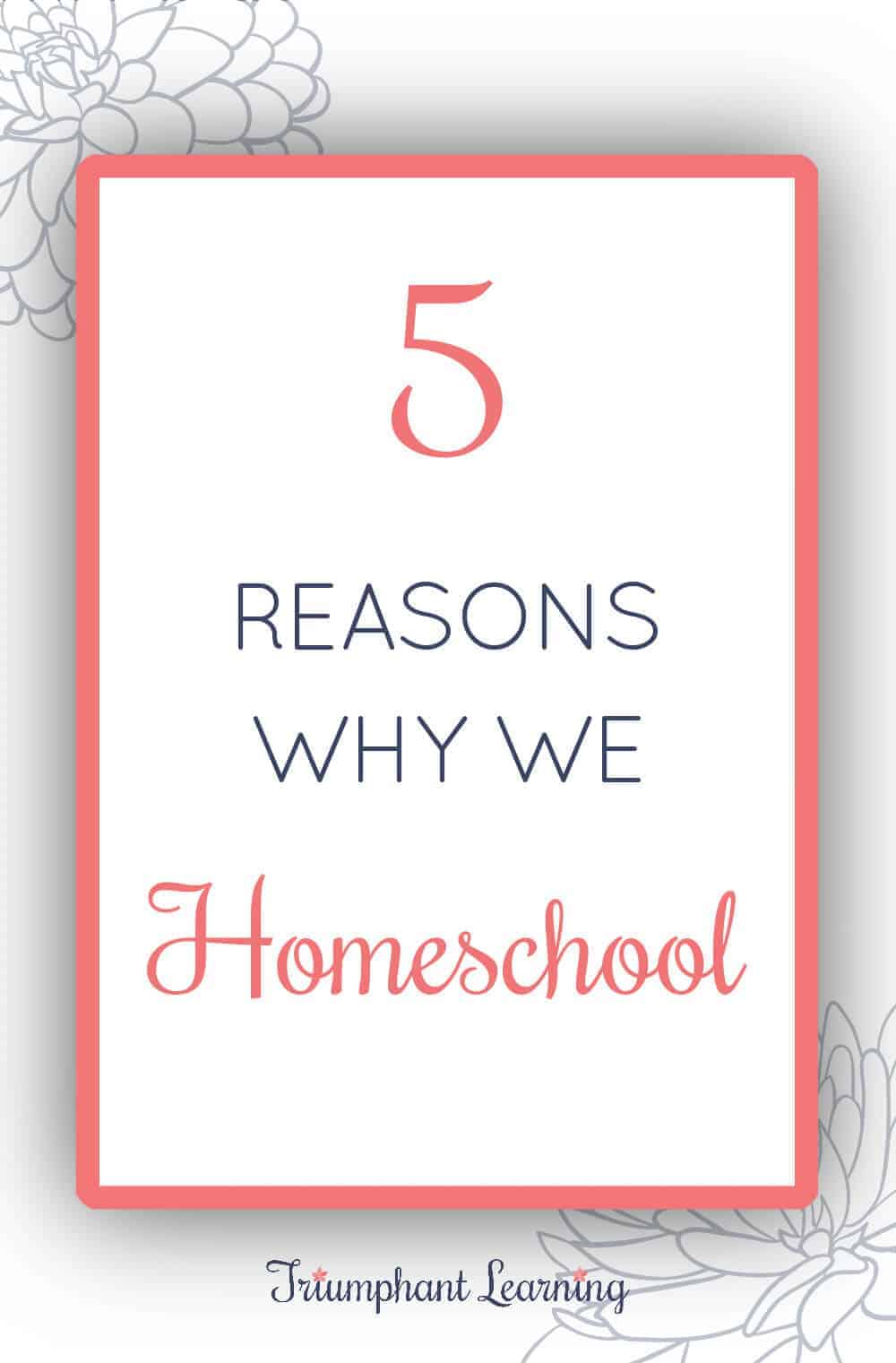 Having a clear vision of why you homeschool helps you persevere through challenges. Here are five reasons why we homeschool. via @TriLearning
