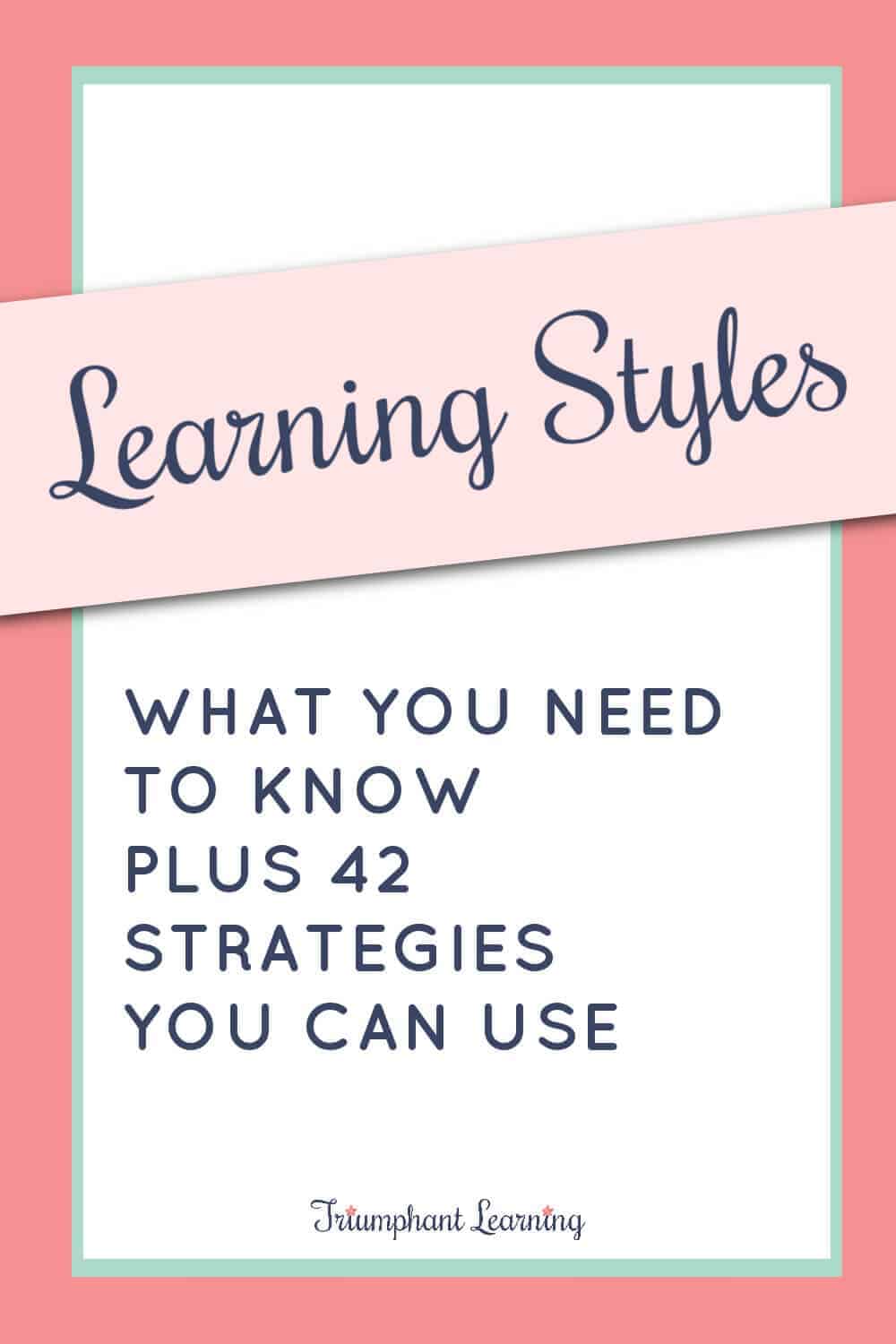 Does your child's learning style matter? Learn what you need to know about learning styles and strategies to use in your homeschool. via @TriLearning