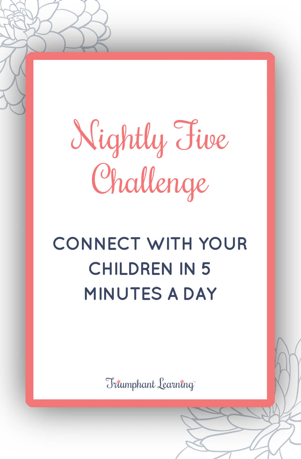 Take the Nightly Five challenge, and connect with your children in five minutes a day by asking them these five questions. You'll hear their heart, earn their trust, and help them process their day. via @TriLearning
